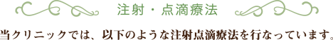 当クリニックでは、以下のような注射点滴療法を行っています。